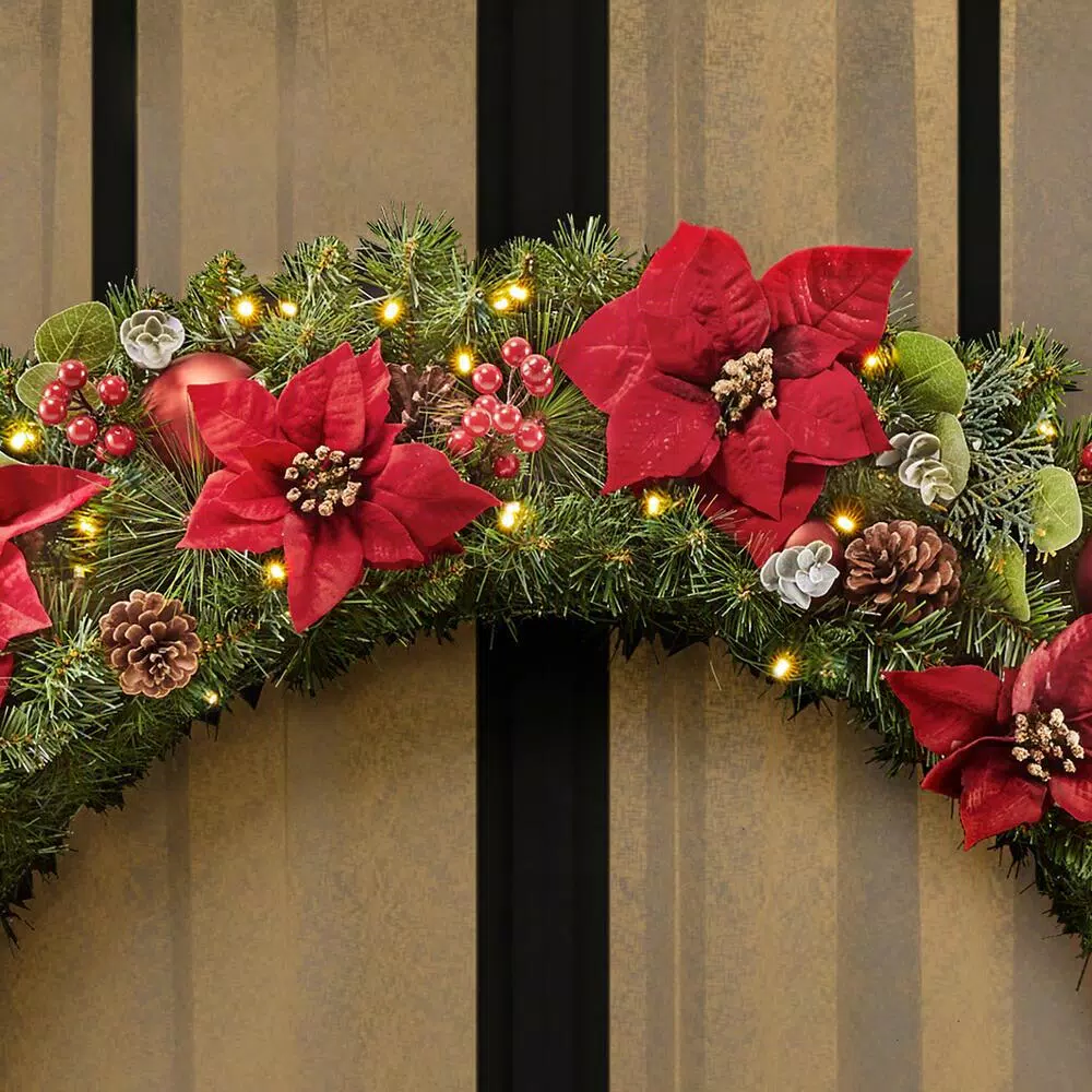 Home Accents Holiday Home Accent Holidays 48 in. Berry Bliss Pre-Lit LED Artificial Christmas Wreath