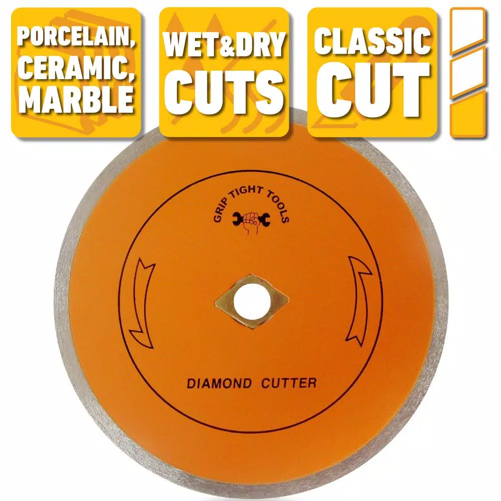 GRIP TIGHT TOOLS 7 in. Classic Continuous Rim Diamond Tile Cutting Blade for Porcelain, Ceramic, and Marble (3-Pack)