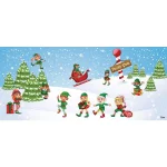 My Door Decor 7 ft. x 16 ft. North Pole Elves Christmas Garage Door Mural Banner thumbnail 1