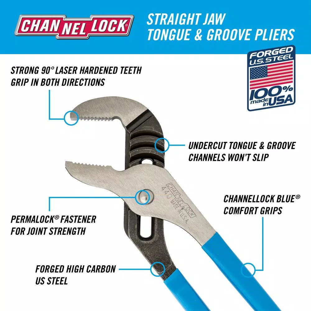 CHANNELLOCK 12 in. Straight Jaw Tongue and Groove Pliers