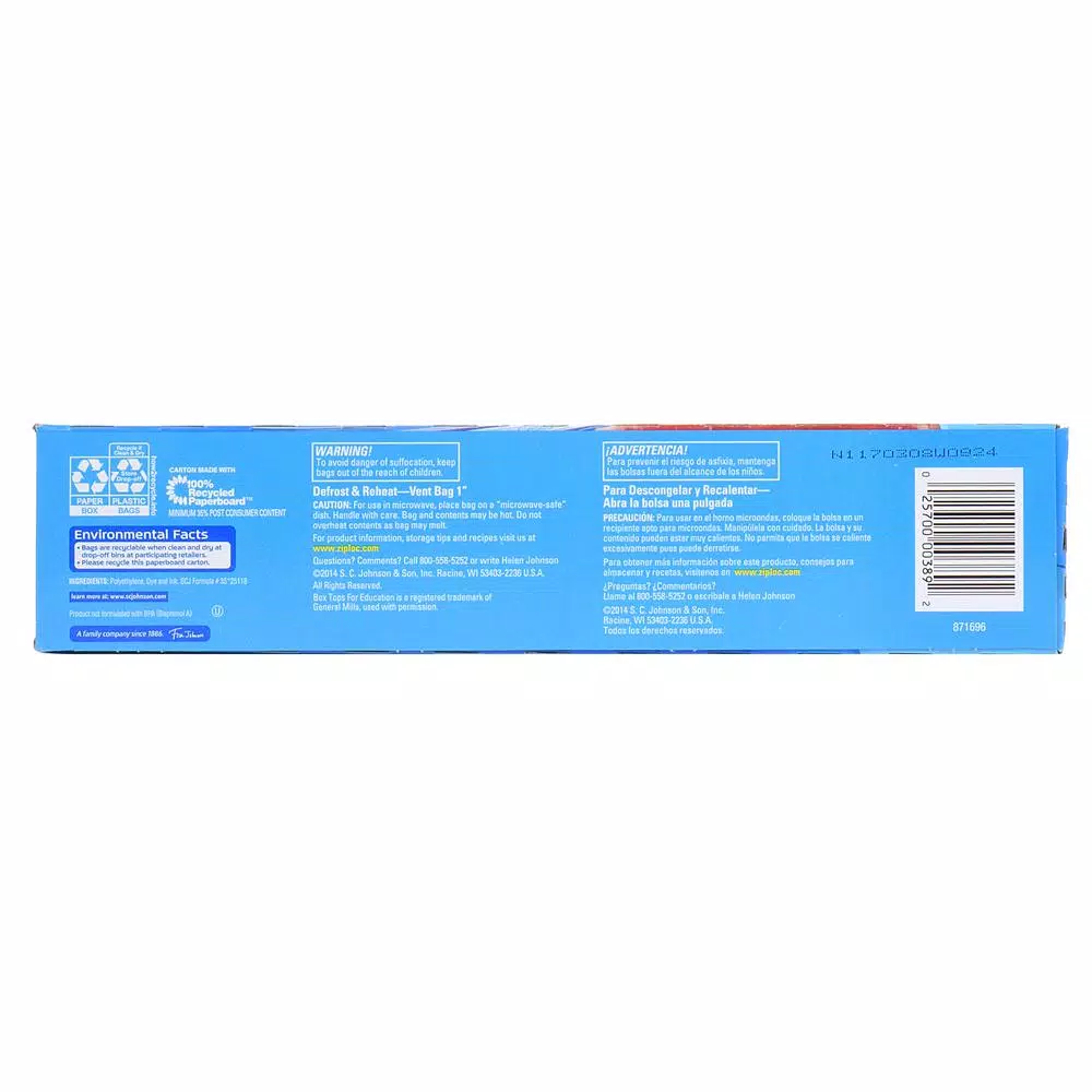 Ziploc Gallon Plastic Freezer Bags, 14-Bag Count (12-Pack)
