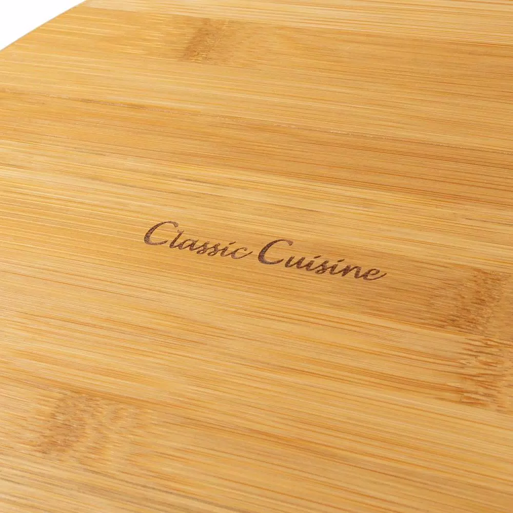 Classic Cuisine 10.25 in. Round Bamboo Salad Bowl Set with Two Utensils