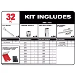 Milwaukee 3/8 in. Drive Metric Ratchet and Socket Set with PACKOUT Compact Organizer, 32-Piece thumbnail 2