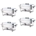 Alpha Living 8 Qt. Stainless Steel Chafing Dish Set of 4, Foldable Frame Buffet Server thumbnail 1