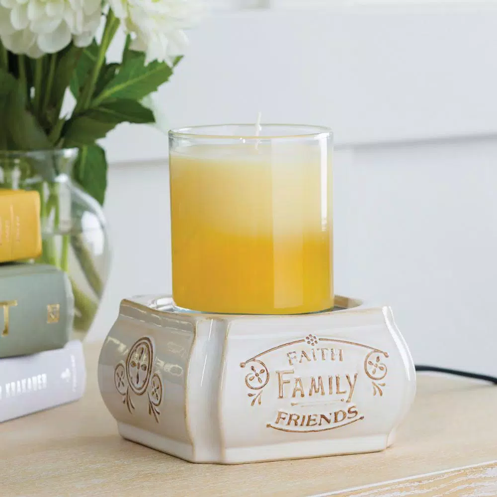 Candle Warmers Etc 5.2 in. Faith, Family, Friends 2-in-1 Classic Fragrance Warmer