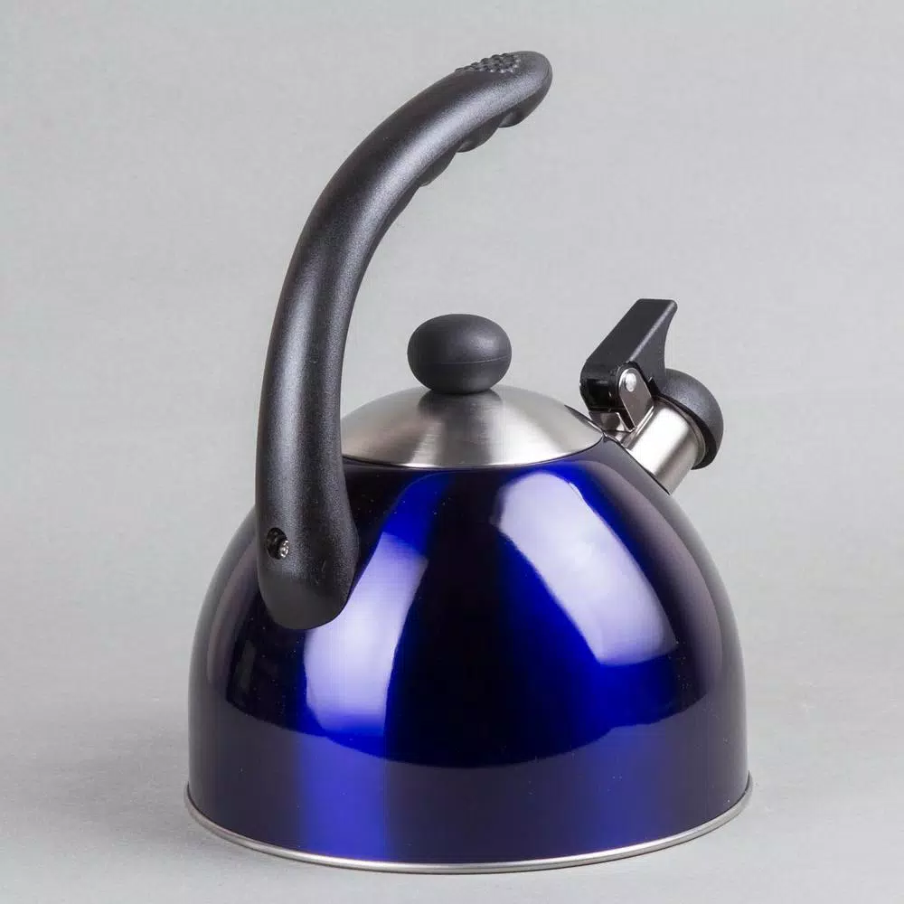 Creative Home Rhapsody 2.1 Qt. Stainless Steel Whistling Tea Kettle, Metallic Blue