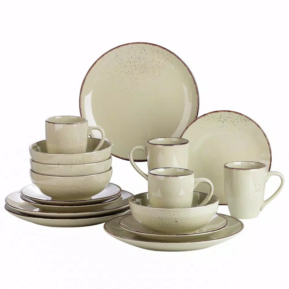 Vancasso 16-Piece Vintage Beige Porcelain Dinnerware Set - Service for 4
