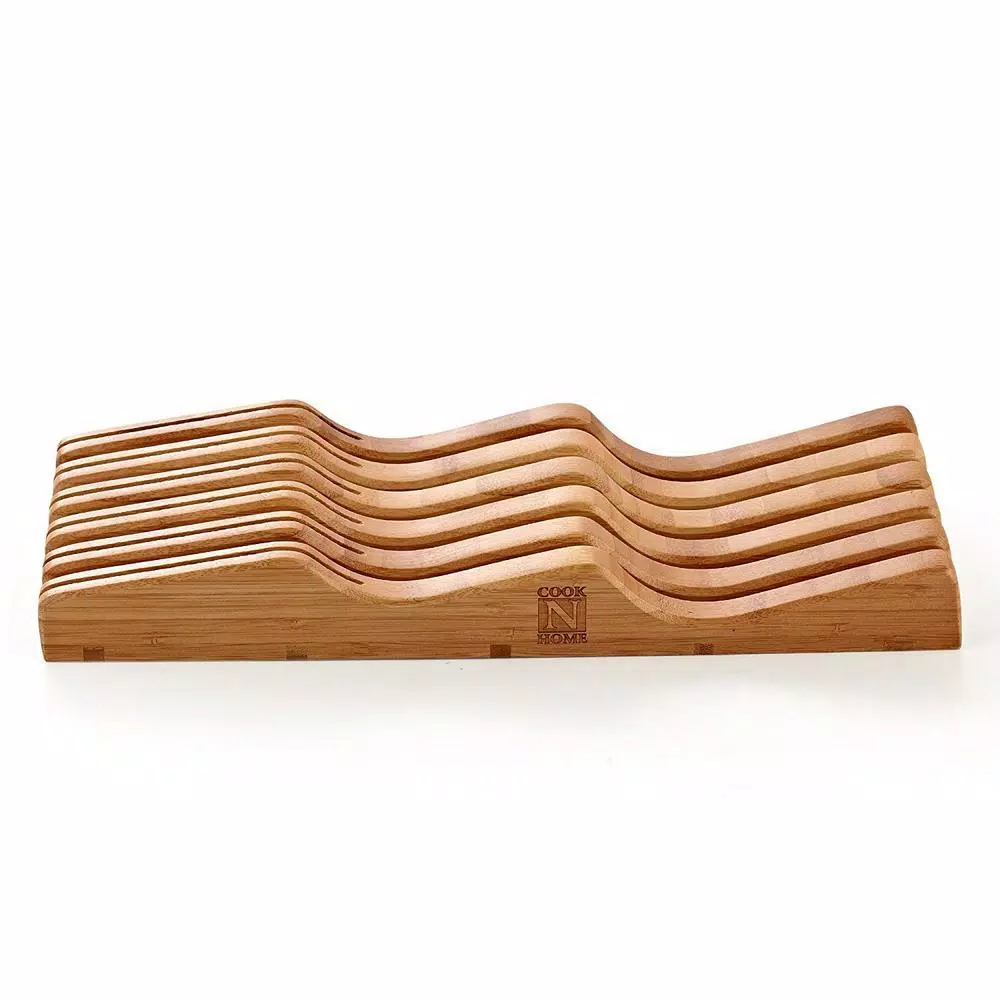 Cook N Home 11-Slot Bamboo In-Drawer Knife Storage Block Organizer