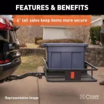 CURT 60" x 24" Black Steel Basket Cargo Carrier, 2" Fixed Shank, 500 lb. Capacity thumbnail 4