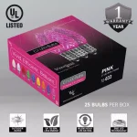 Wintergreen Lighting OptiCore C7 LED Pink Faceted Christmas Light Bulbs, 25-Pack thumbnail 2