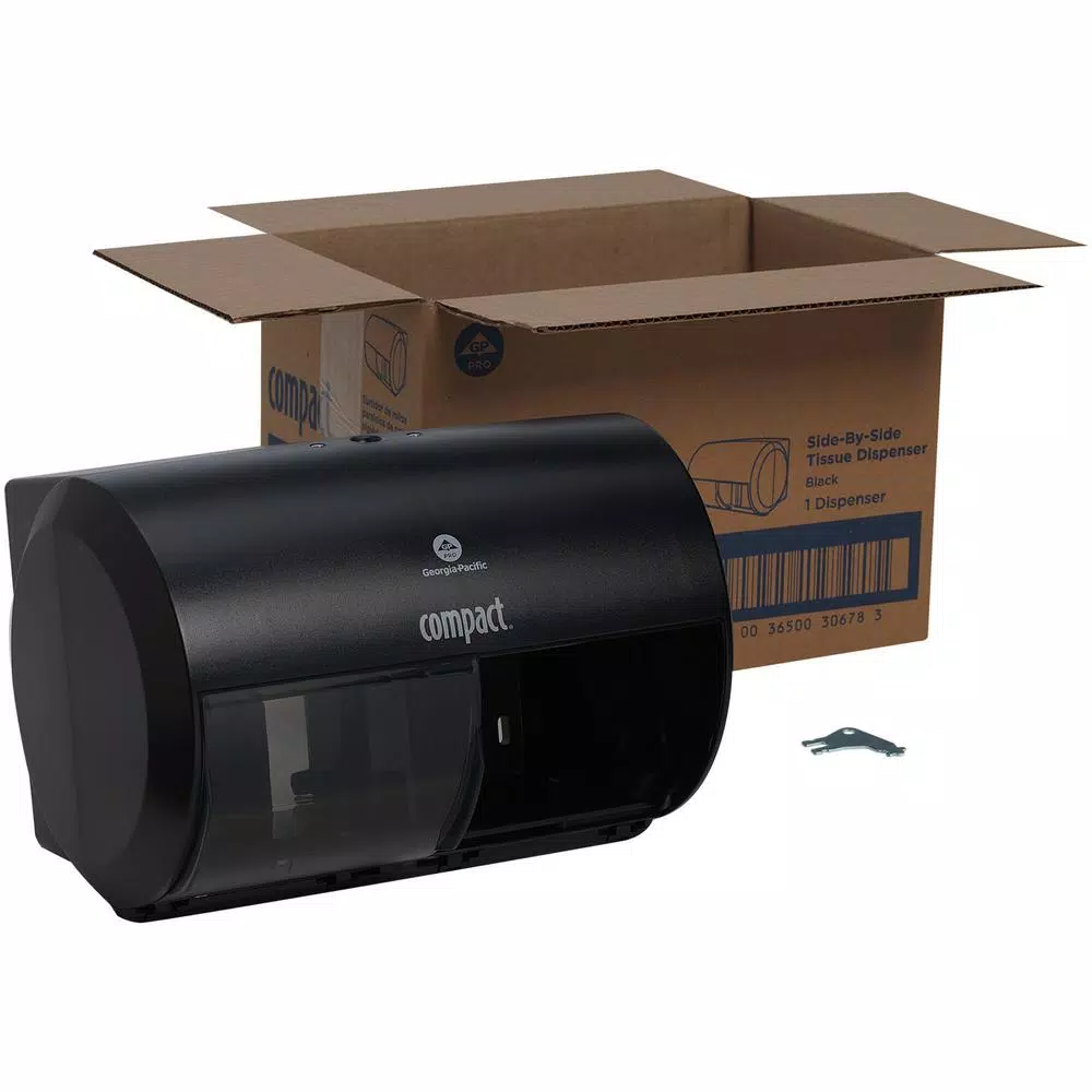 Georgia-Pacific Compact Side-by-Side Double Roll Bathroom Tissue Dispenser, Translucent Smoke