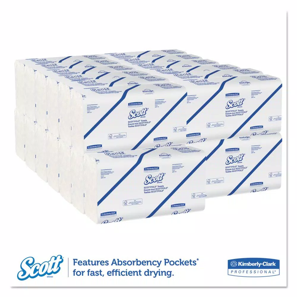Scott Scottfold White Multifold Paper Towels, 175 Sheets per Pack, 25 Packs per Carton