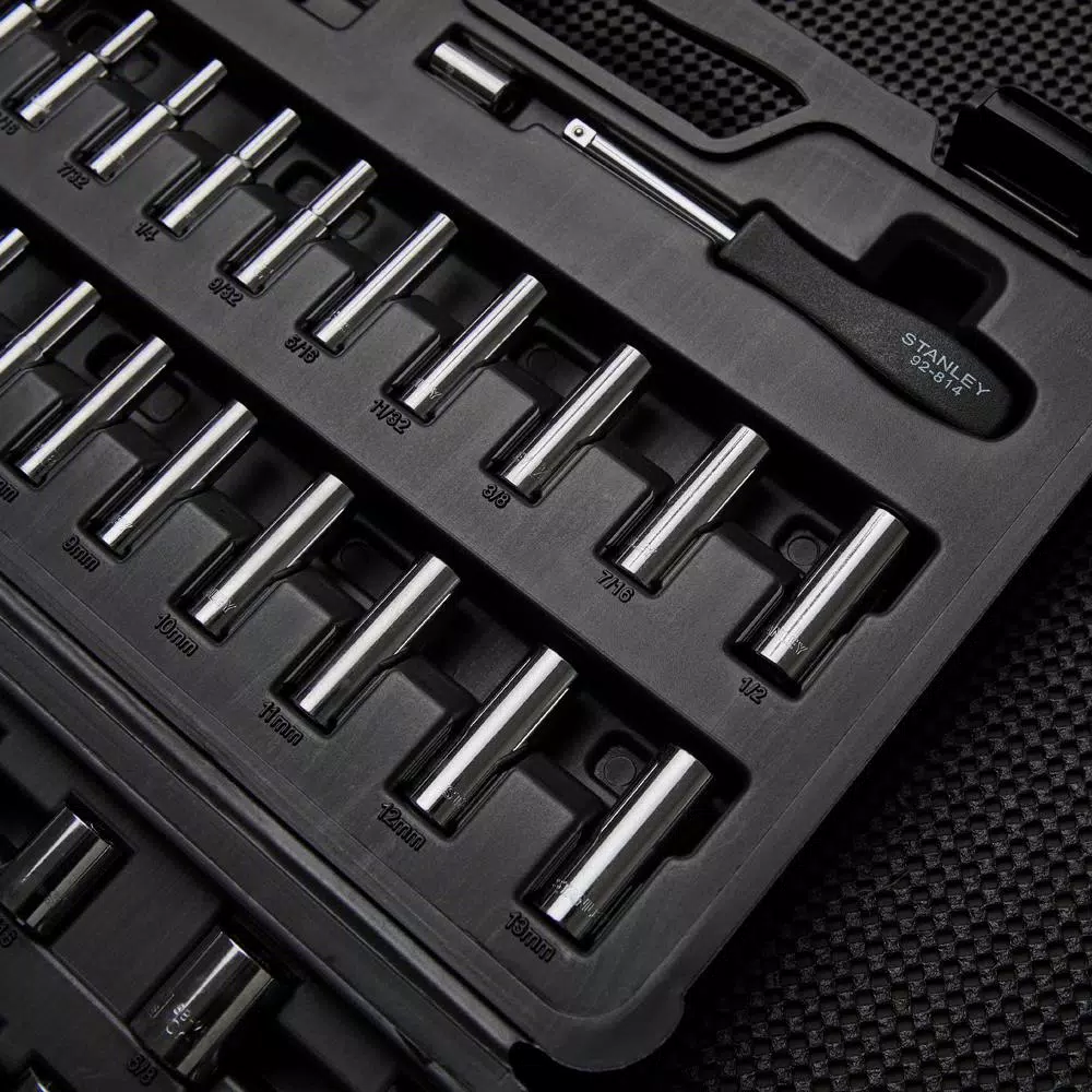 Stanley 85-Piece 1/4 in. and 3/8 in. Socket Set, SAE and Metric