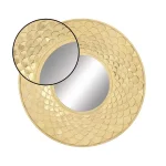 LITTON LANE 32 in. Round Gold Contemporary Iron Accent Mirror with Raised Scale Pattern thumbnail 3