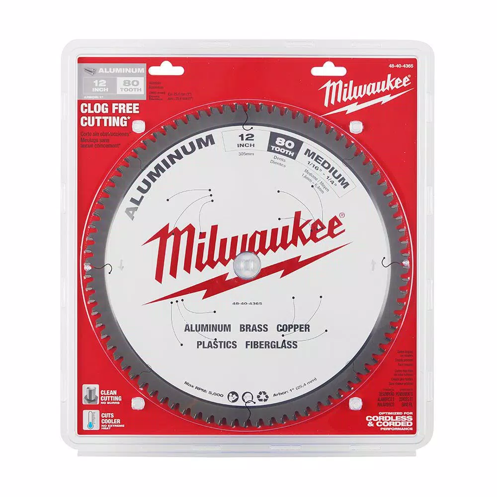 Milwaukee 12 in. 80T Carbide Tipped Aluminum and Metal Cutting Circular Saw Blade