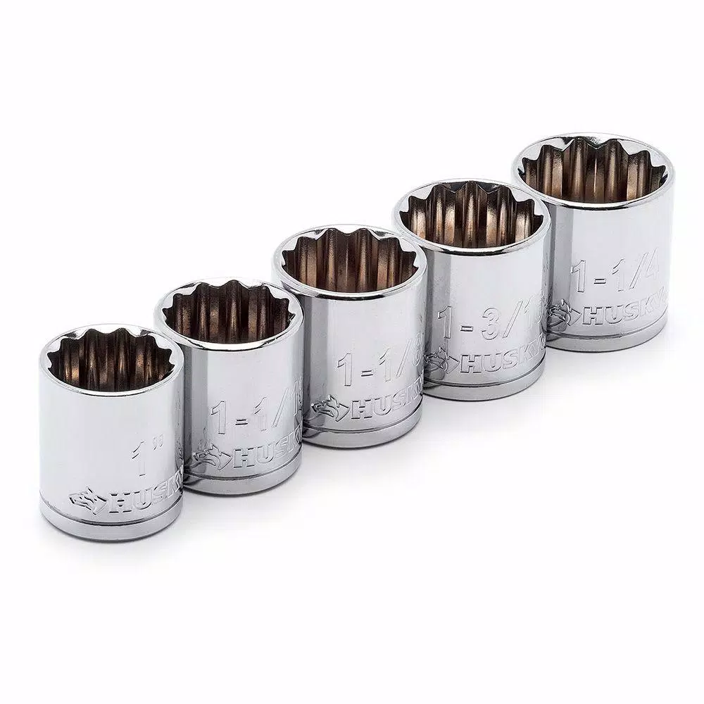 Husky 1/2 in. Drive SAE X-Large 12-Point Socket Set, 5-Piece
