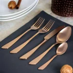 MegaChef Gibbous 20-Piece Rose Gold Matte Stainless Steel Flatware Set, Service for 4 thumbnail 3