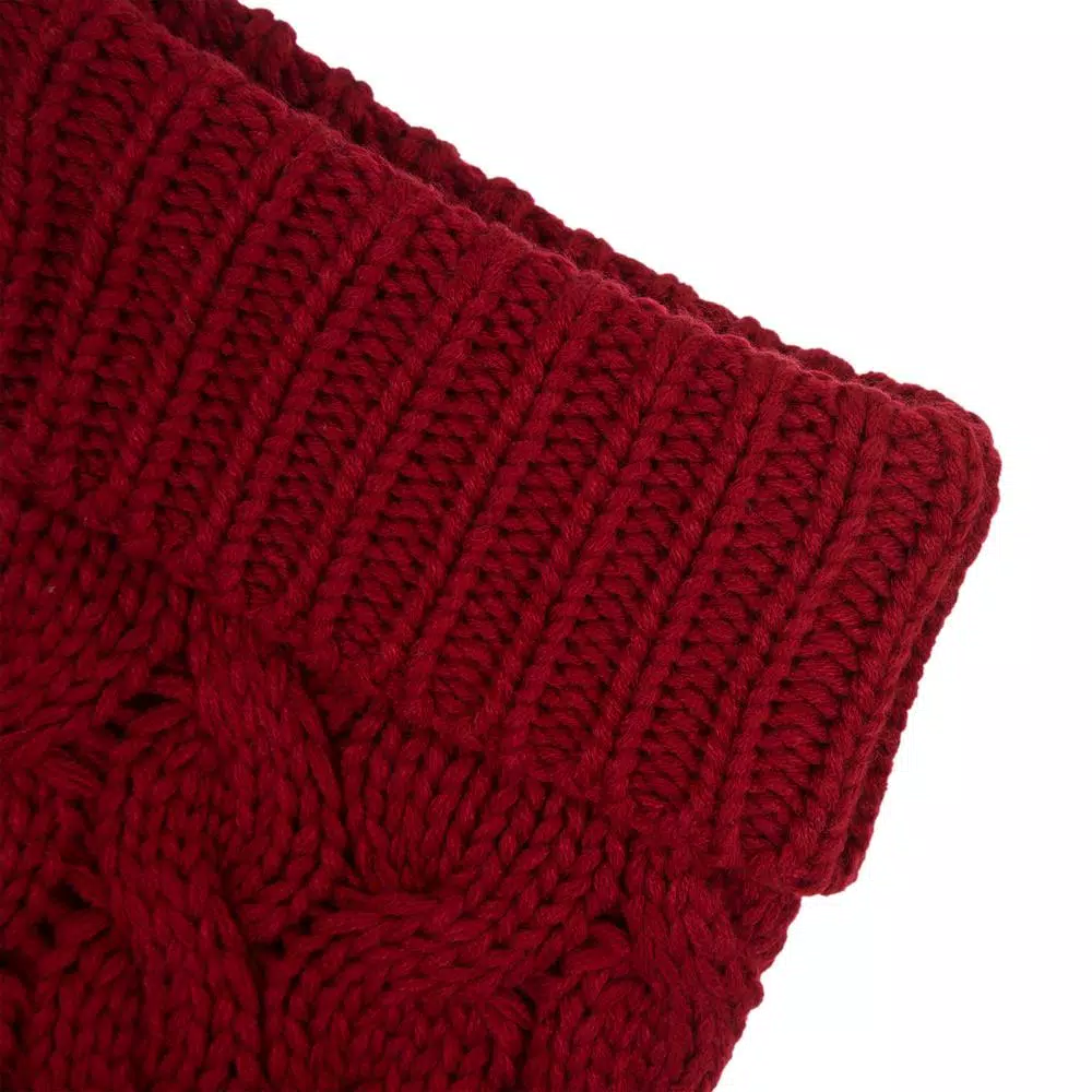 Glitzhome 24 in. Red Knitted Christmas Stocking with Pom Pom Balls - Acrylic