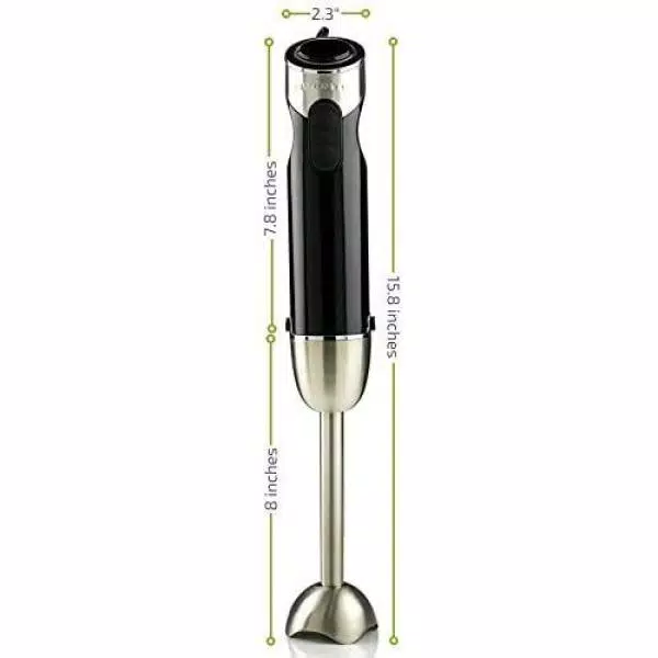 Ovente HS690 500W 6-Speed Immersion Blender, Black Stainless Steel Handheld Mixer