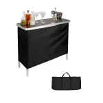 Trademark Innovations 39 in. Portable Bar Table with Black Skirt and Carrying Case thumbnail 1