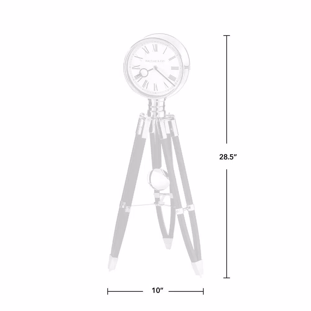 FirsTime 28 in. Tripod Pendulum Tabletop Analog Clock - Chrome and Espresso