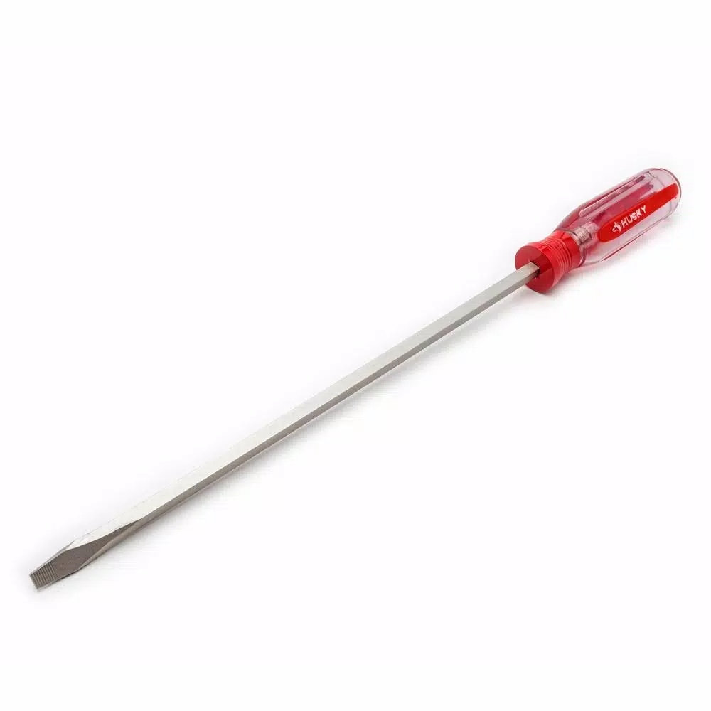 Husky 3/16 in. x 9 in. Slotted Screwdriver with Square Shaft and Acetate Handle