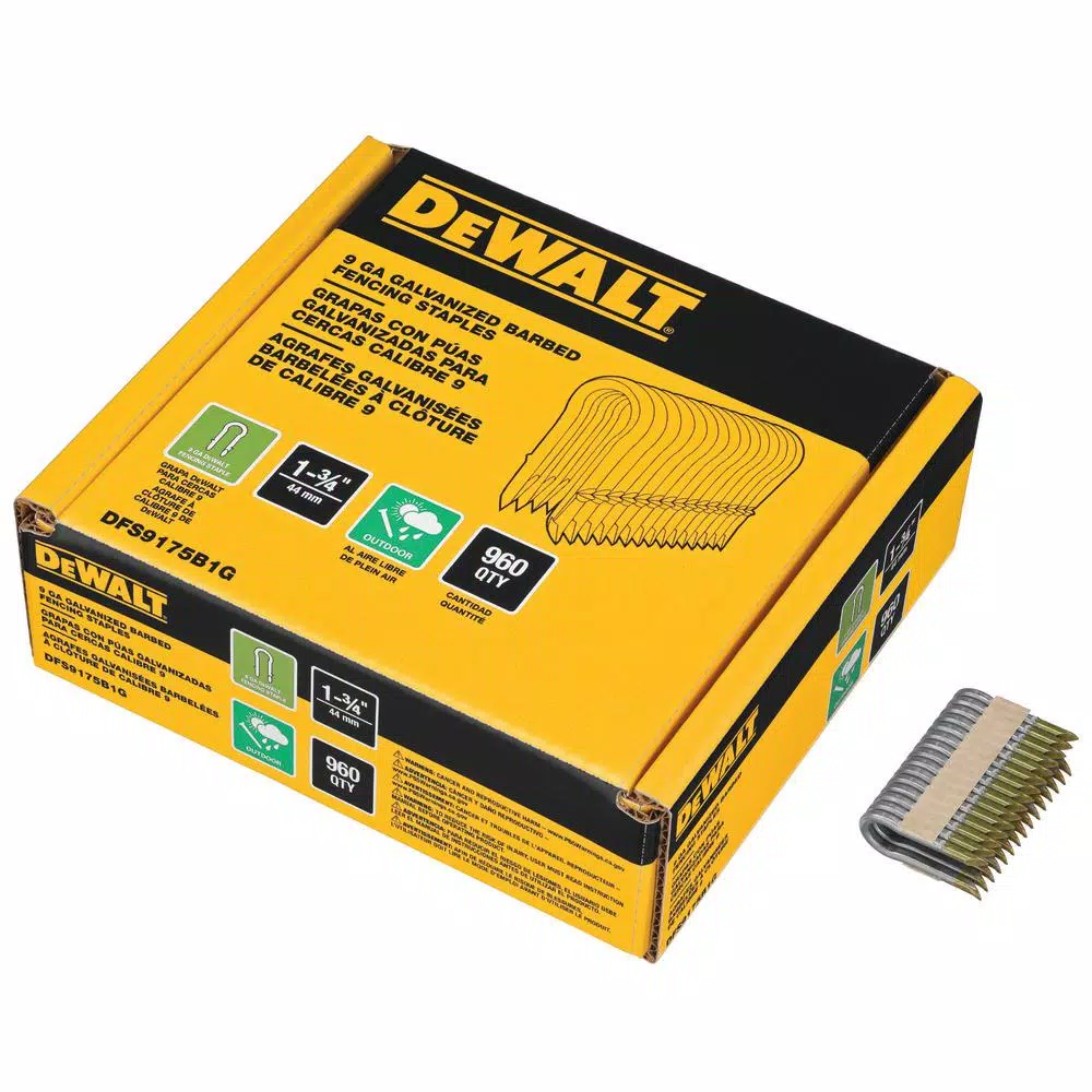 DEWALT 9-Gauge Galvanized Barbed Paper Tape Fencing Staples, 1.75 in., 960 ct.