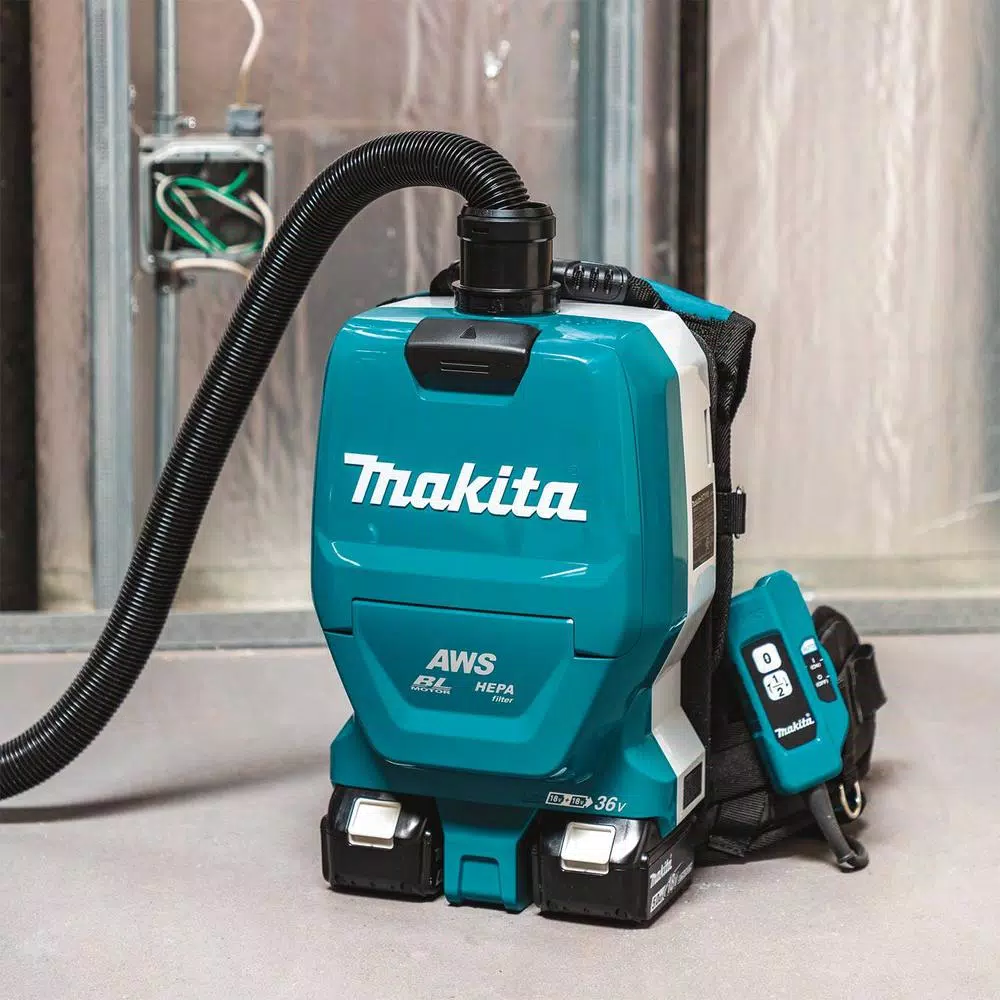 Makita 18V X2 LXT Brushless 1/2 Gal. HEPA Backpack Dry Dust Extractor Kit (36V) - AWS Capable