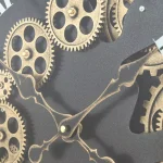 Yosemite Home Decor Yosemite Home Paris II Gear Wall Clock - Industrial Black and Gold Round Analog Clock thumbnail 3