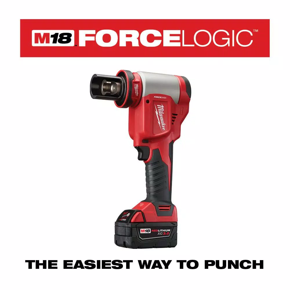 Milwaukee M18 FORCE LOGIC 10 Ton Knockout Tool Kit with Bonus Impact Driver and Step Bits
