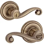 Kwikset Lido Antique Brass Keyed Entry Door Lever with SmartKey Security thumbnail 4