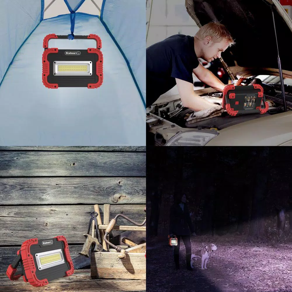 Stalwart 450 Lumens COB LED Work Light with Rotating Handle, Red