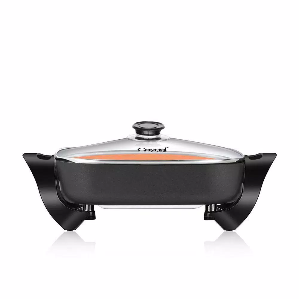 Boyel Living 1400W Electric Skillet with Copper Titanium Nonstick Coating, 12-inch Square Aluminum Body