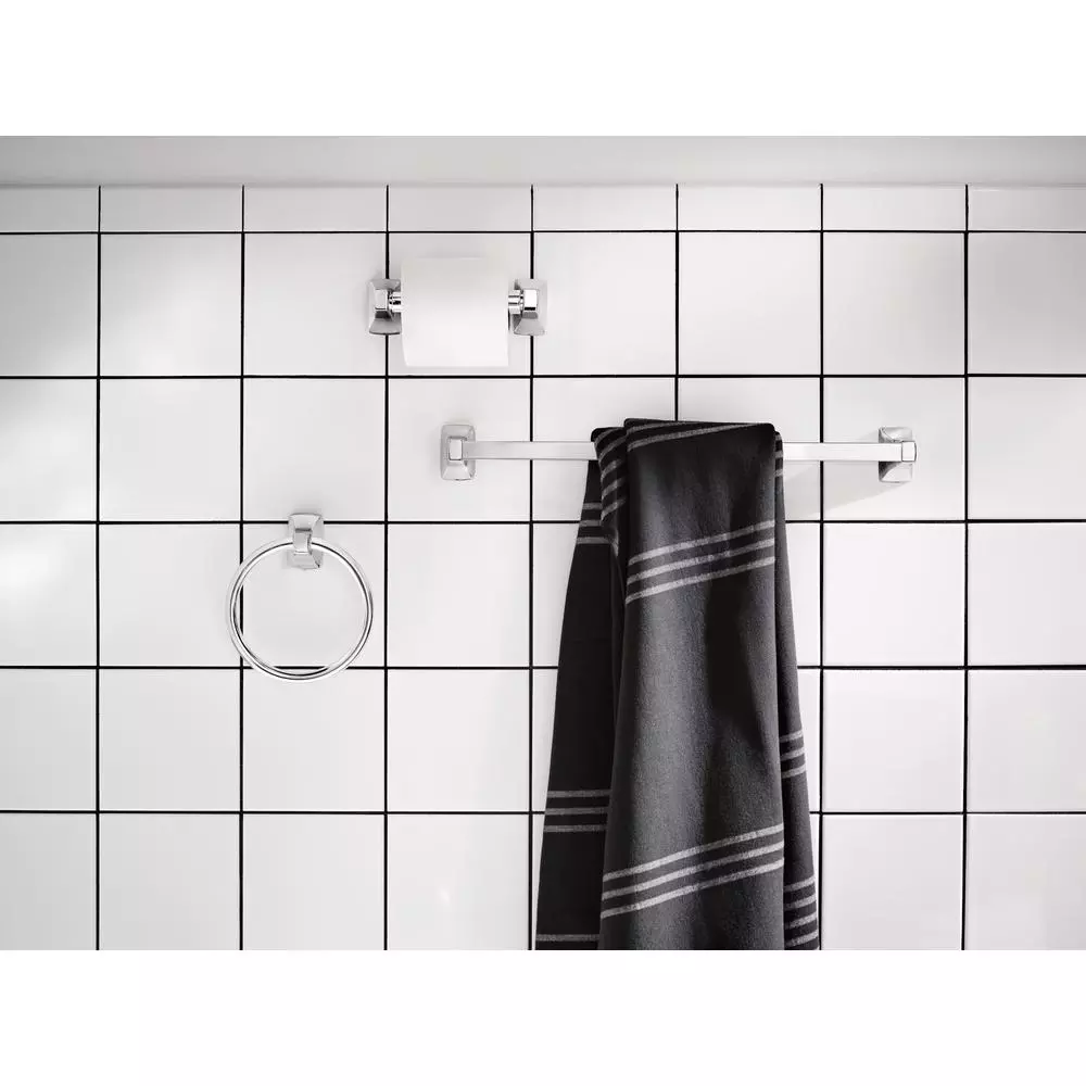 Unbranded Adler 3-Piece Chrome Bathroom Hardware Set with Adjustable 18-24 in. Towel Bar