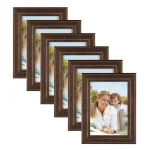 DesignOvation Kieva 5 x 7 in. Brown Solid Wood Picture Frame Set of 6, Distressed Classic Gallery Wall Set thumbnail 1