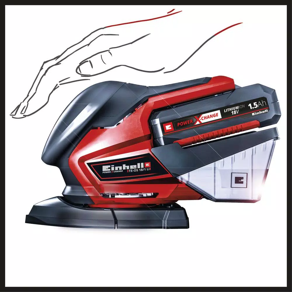 Einhell PXC 18V Cordless Compact Detail Palm Sheet Sander Kit with 2.0 Ah Battery and Fast Charger