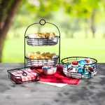 Spectrum Everly 2-Tier Oval Steel Fruit Basket & Serving Stand, Black thumbnail 8