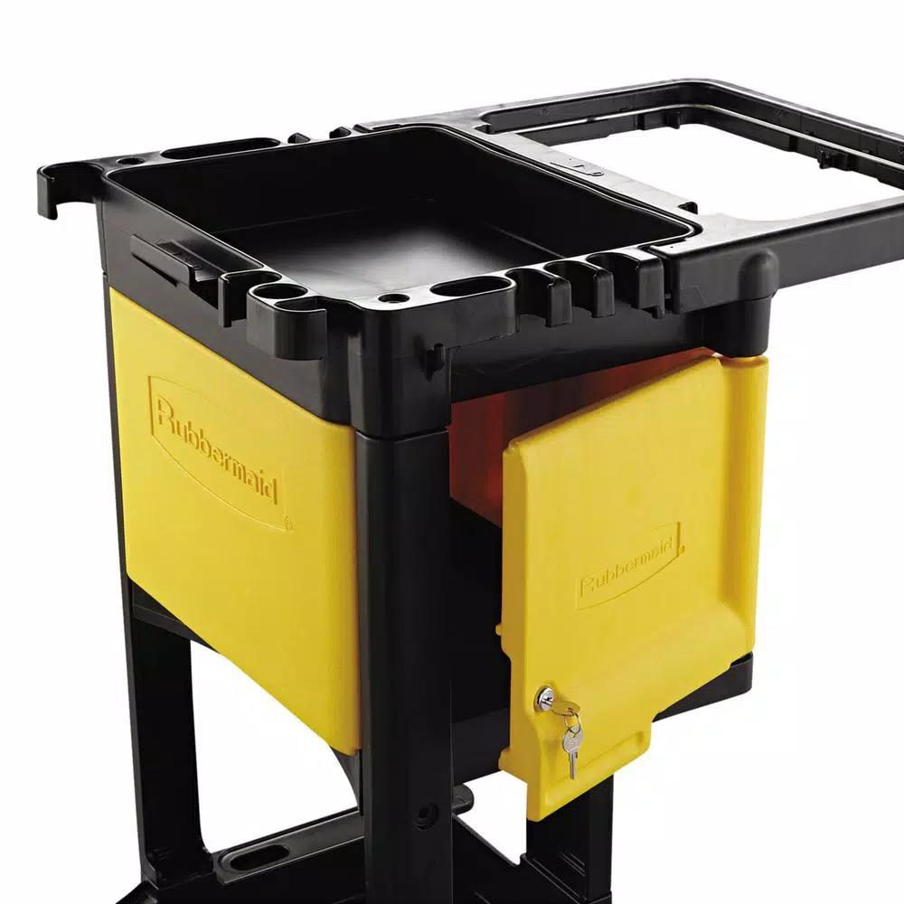 Rubbermaid Commercial Products Locking Janitor Cart Cabinet for Rubbermaid FG6173-88 Cleaning Carts, Yellow