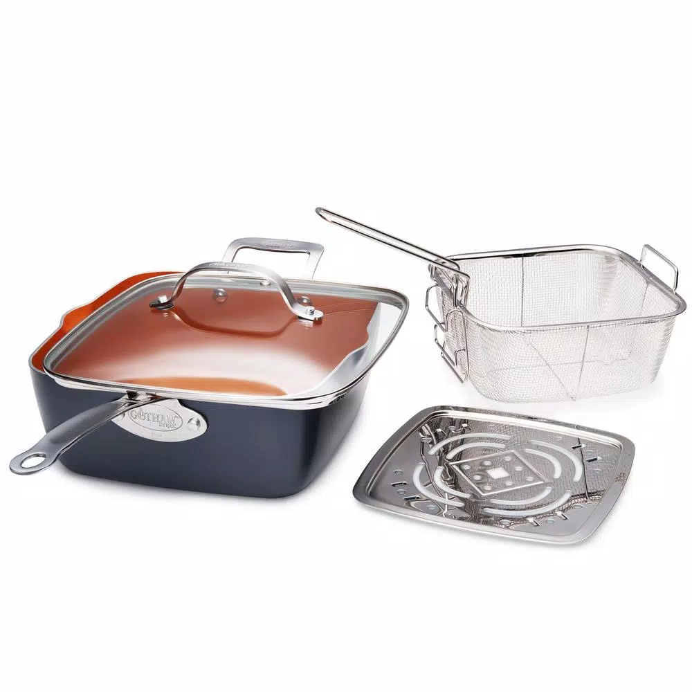 Gotham Steel 9.5 in. Ti-Ceramic Non-Stick Deep Square Fry Pan Set, 4-Piece