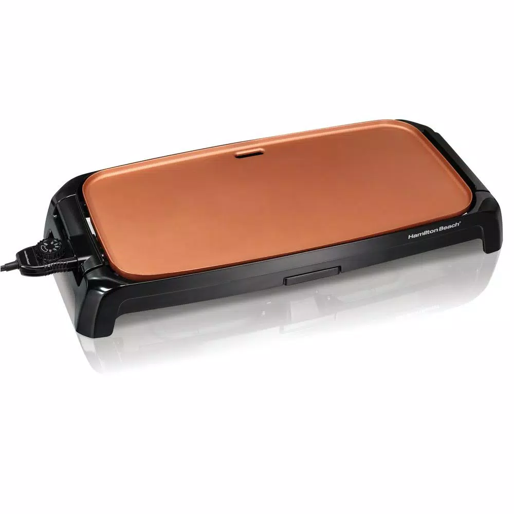 Hamilton Beach Reversible 200 sq. in. Durathon Ceramic Nonstick Electric Griddle, Black