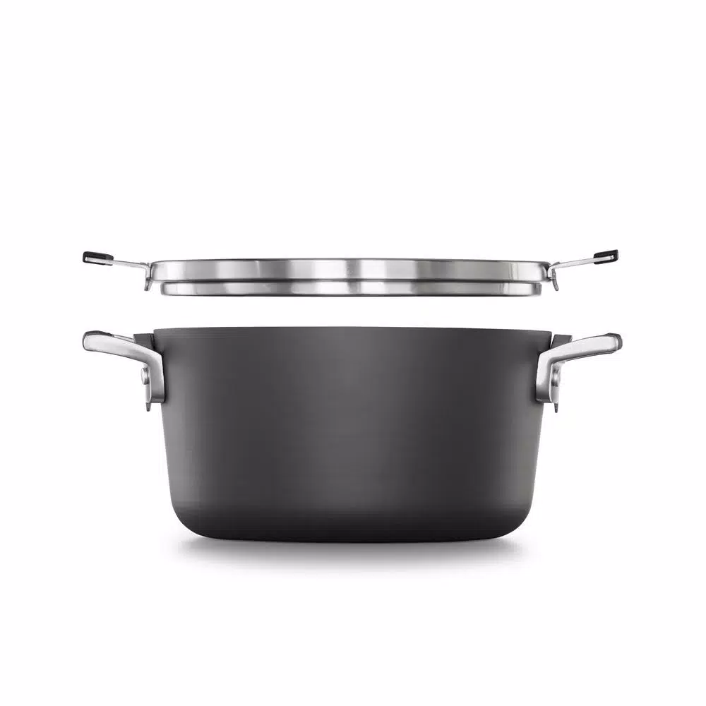 Calphalon Select by Calphalon 6 Qt. Hard-Anodized Nonstick Stock Pot with Glass Lid, Black