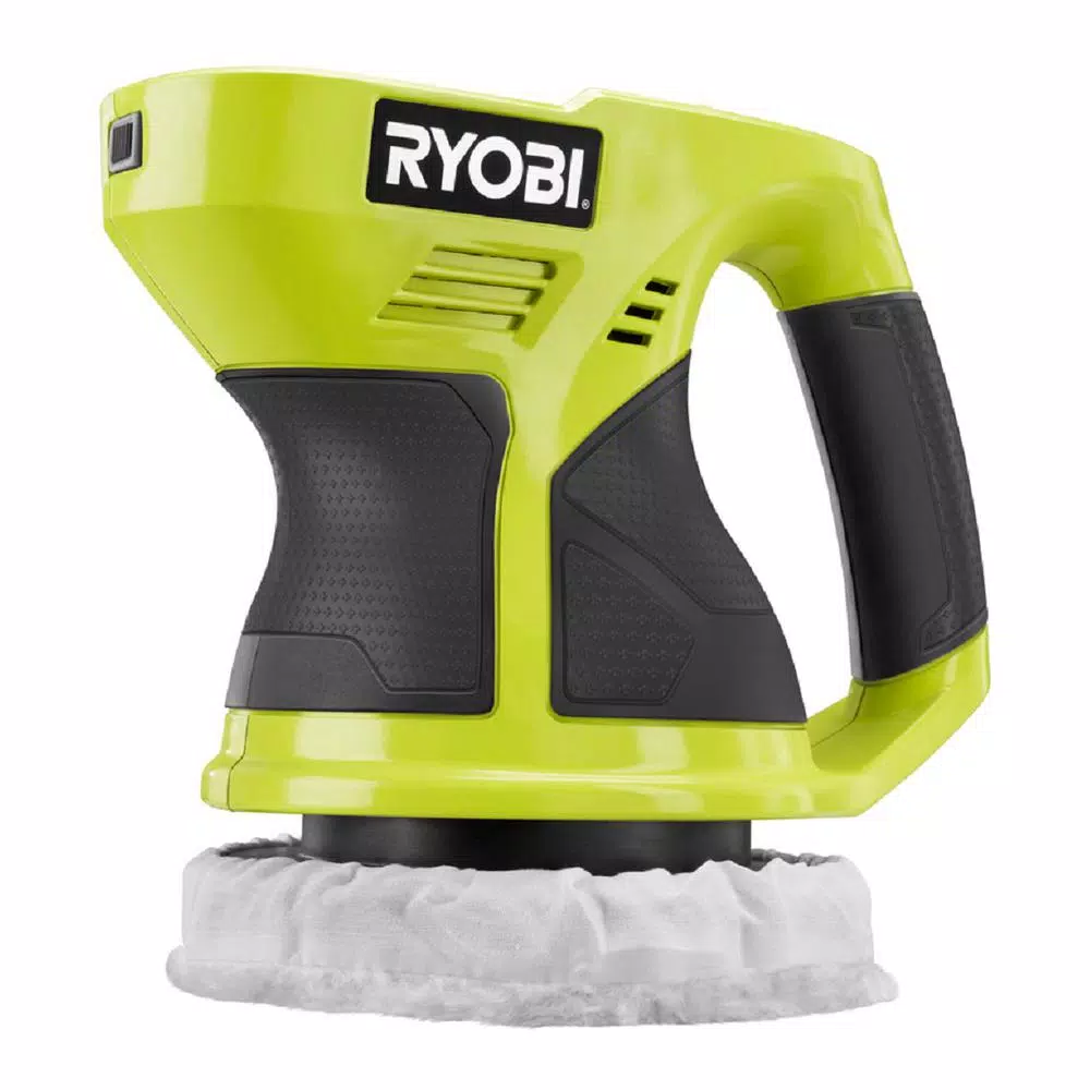 RYOBI 18V ONE+ 6 in. Cordless Buffer Tool Only with 2-Piece Microfiber and Synthetic Fleece Bonnet Set