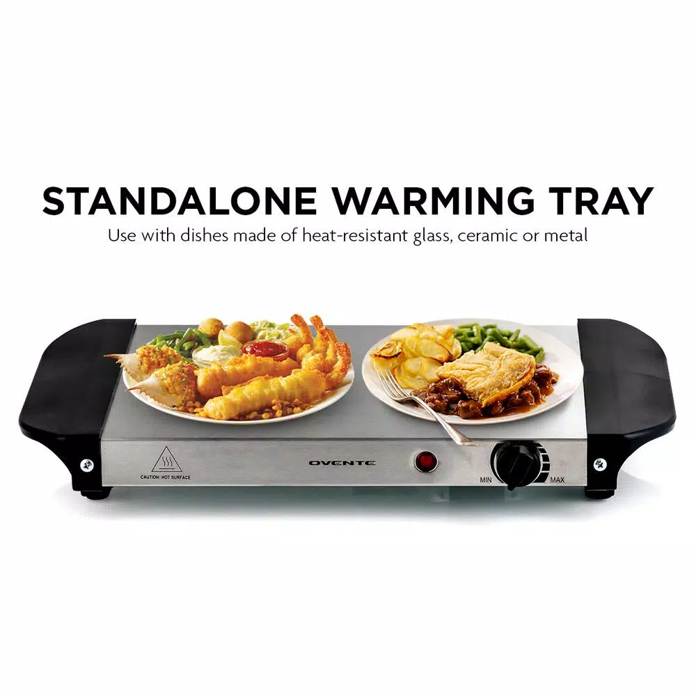 Ovente 2.1 qt. Electric Buffet Server, Stainless Steel Chafing Dish with 2 x 1L Warming Pans and Lids