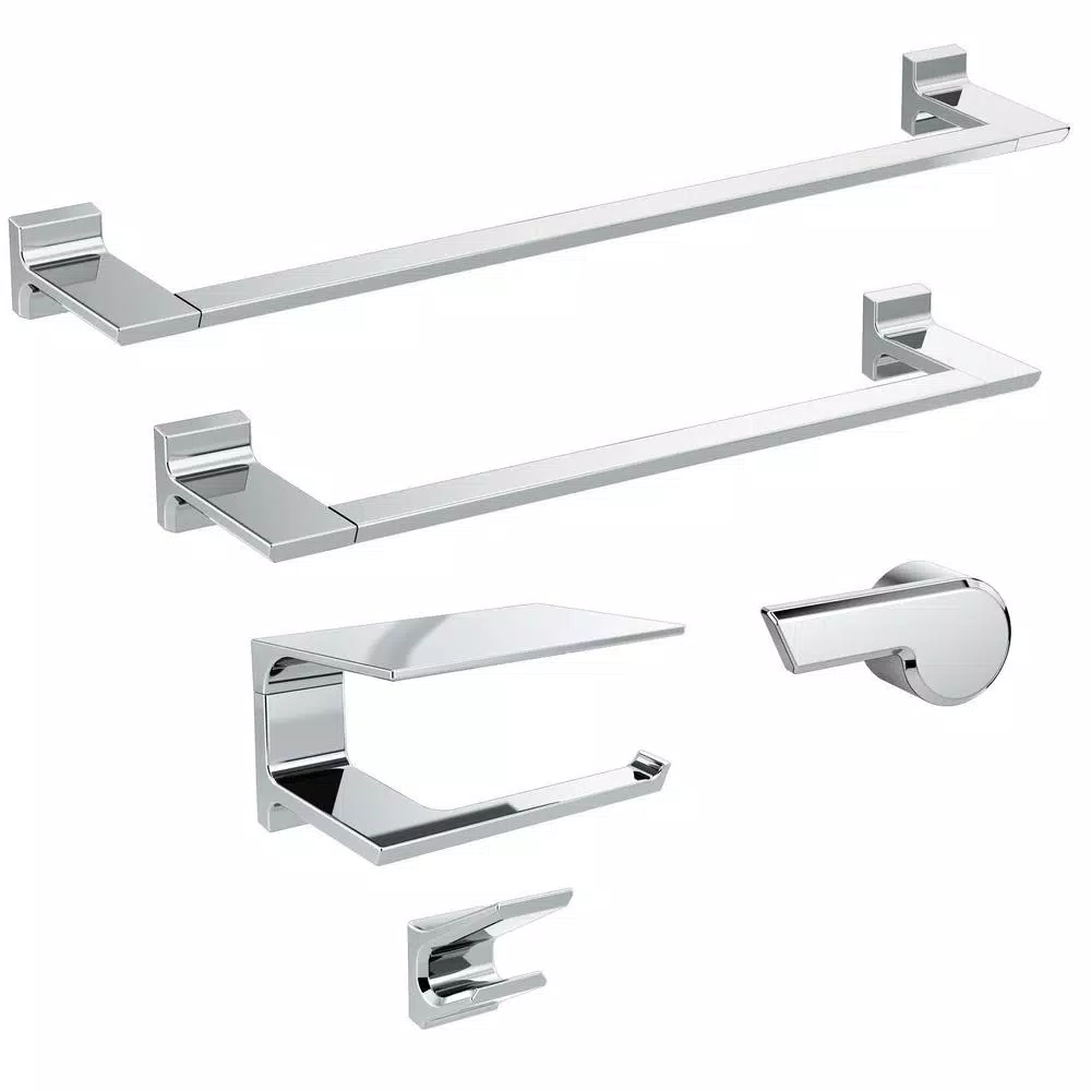 Delta Pivotal Toilet Paper Holder with Shelf, Polished Chrome