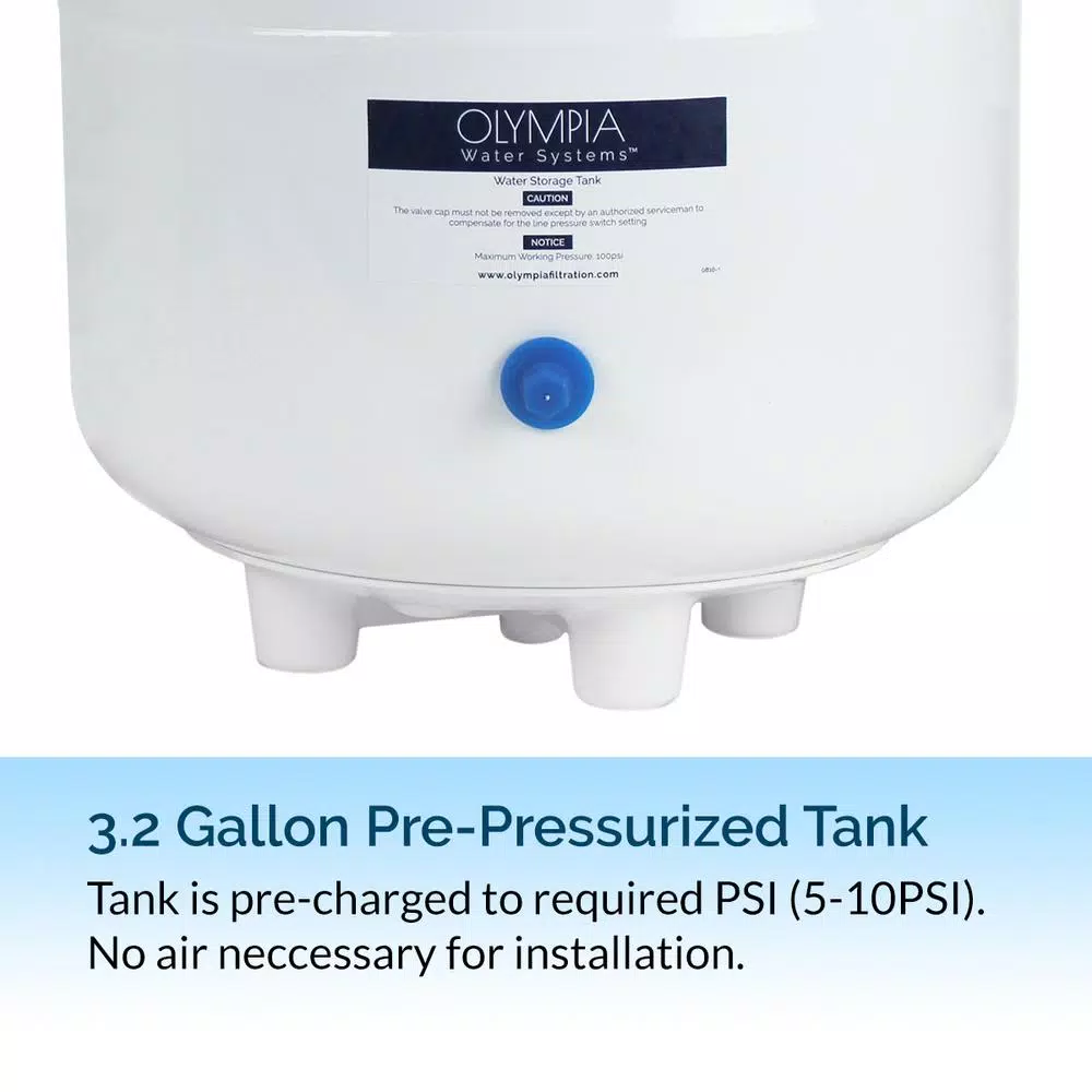 Olympia Water Systems 3.2 Gal. Pre-Pressurized Reverse Osmosis Water Storage Tank with Stainless Steel Stand