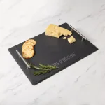 Cathy's Concepts Natural Slate Serving Tray with Metal Handles, 15.75 in. Rectangular Appetizer Board thumbnail 3