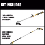 DEWALT 20V MAX Cordless Brushless String Trimmer with 8 in. Pole Saw Bonus Kit thumbnail 3