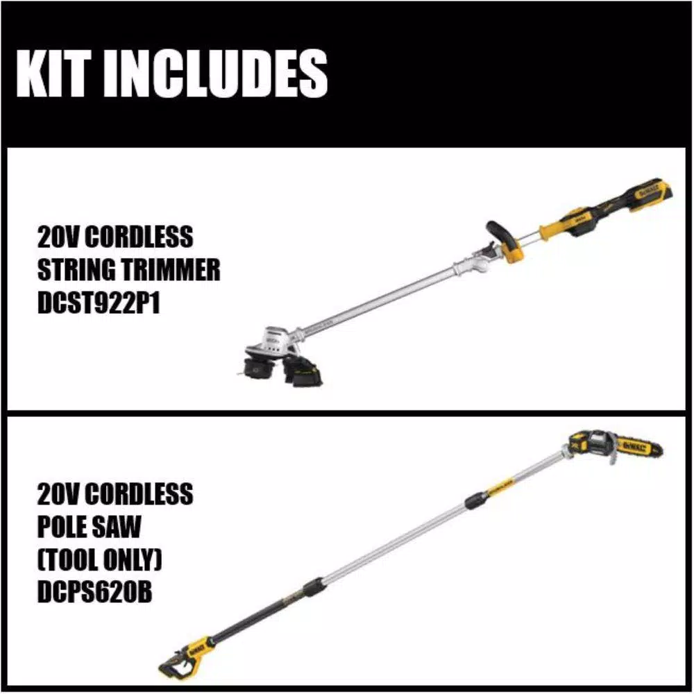 DEWALT 20V MAX Cordless Brushless String Trimmer with 8 in. Pole Saw Bonus Kit