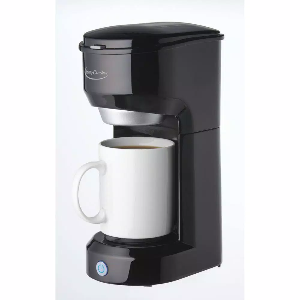 Betty Crocker Single Serve Pod Coffee Maker, 1.9-Cup Compact Coffee Machine, Black