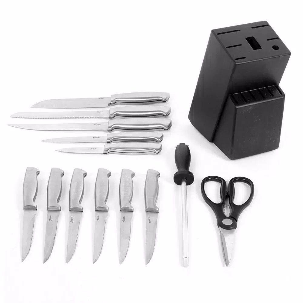 Oster Baldwyn 14-Piece Stainless Steel Knife Set with Hardwood Block